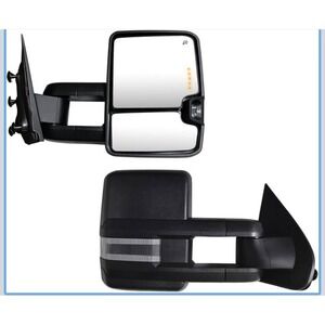SUPDI Towing Mirrors Power Heated Telescoping Black Pair LED Turn Signal Puddle